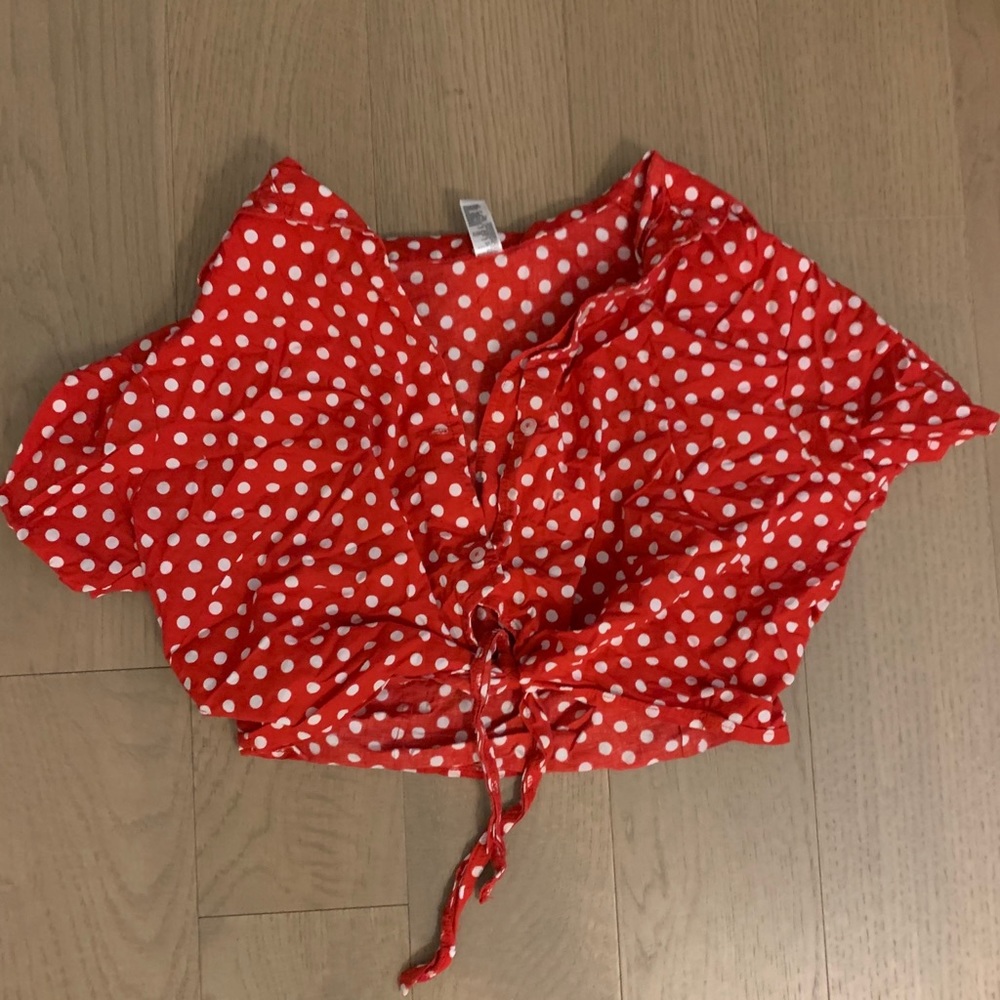 Red polka dot crop top